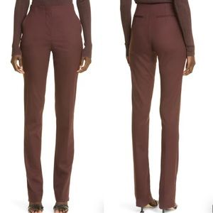 ST. JOHN COLLECTION WOMEN’S ZIP CUFF STRETCH WOOL PANTS RASI RASIN BROWN 8